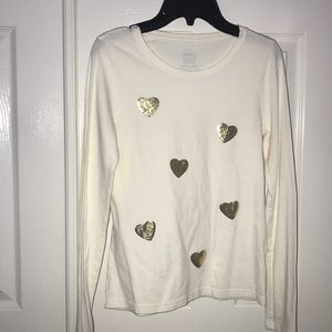 Cream Top With Golden Hearts